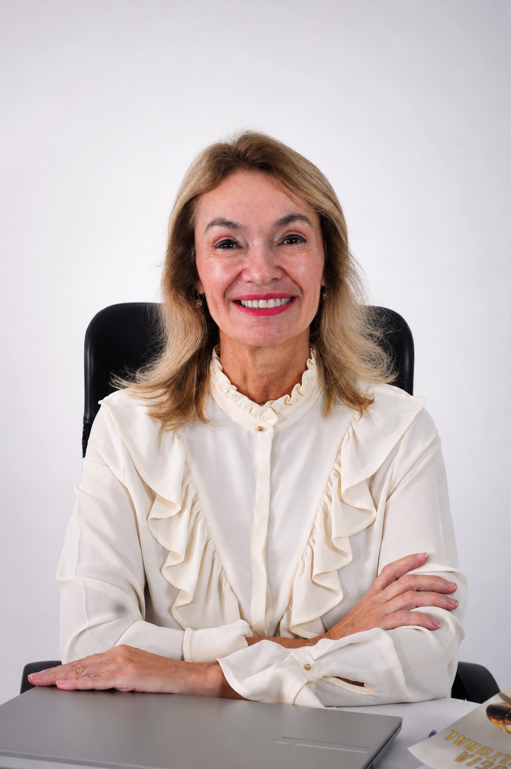 Claudia Thirion em retrato profissional no consultório